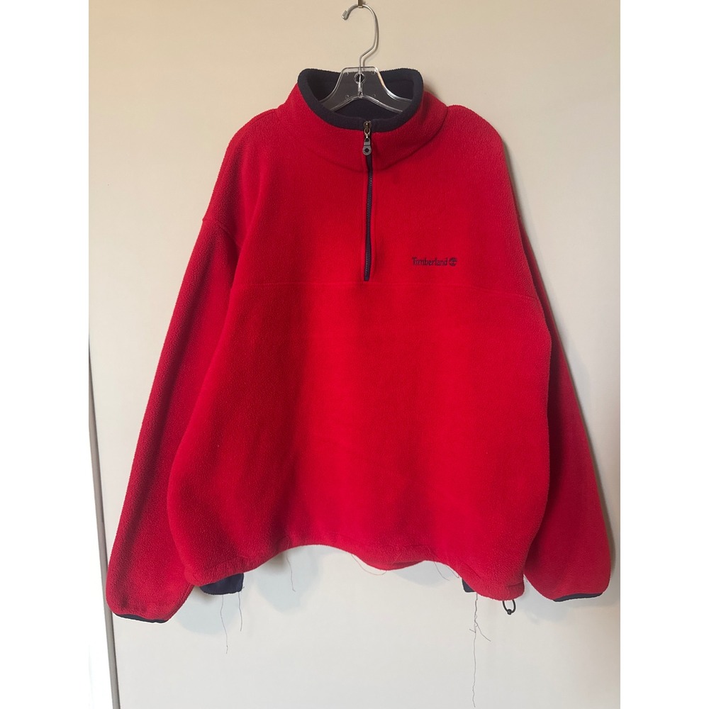 Vintage Timberland Weathergear Fleece 1/4 Zip Pullover Red Mens XL Made in USA